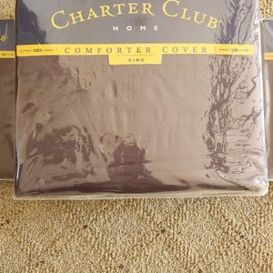 Charter club plum comforter cover - king size with shams NWT